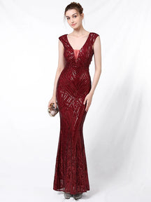 Yidingzs sexy com decote em v sem costas branco lantejoulas vestido de noite 2022 novas mulheres miçangas festa maxi vestido longo vestido de baile 18137