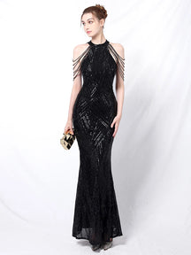 YIDINGZS Elegante Fora Do Ombro Prata Lantejoula Vestido De Noite Mulheres Novo Partido Maxi Vestido Longo Prom 18126