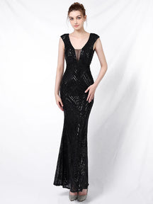 Yidingzs sexy com decote em v sem costas branco lantejoulas vestido de noite 2022 novas mulheres miçangas festa maxi vestido longo vestido de baile 18137