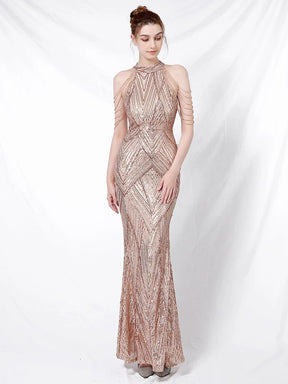 YIDINGZS Elegante Fora Do Ombro Prata Lantejoula Vestido De Noite Mulheres Novo Partido Maxi Vestido Longo Prom 18126