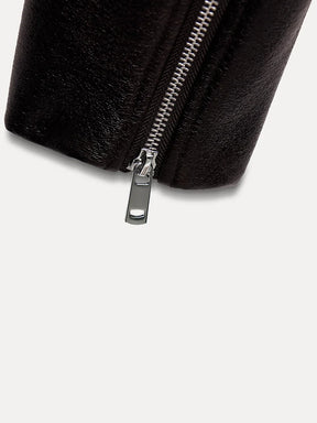 Jaqueta Preta de Couro Feminina Retro Curto Faux Leather
