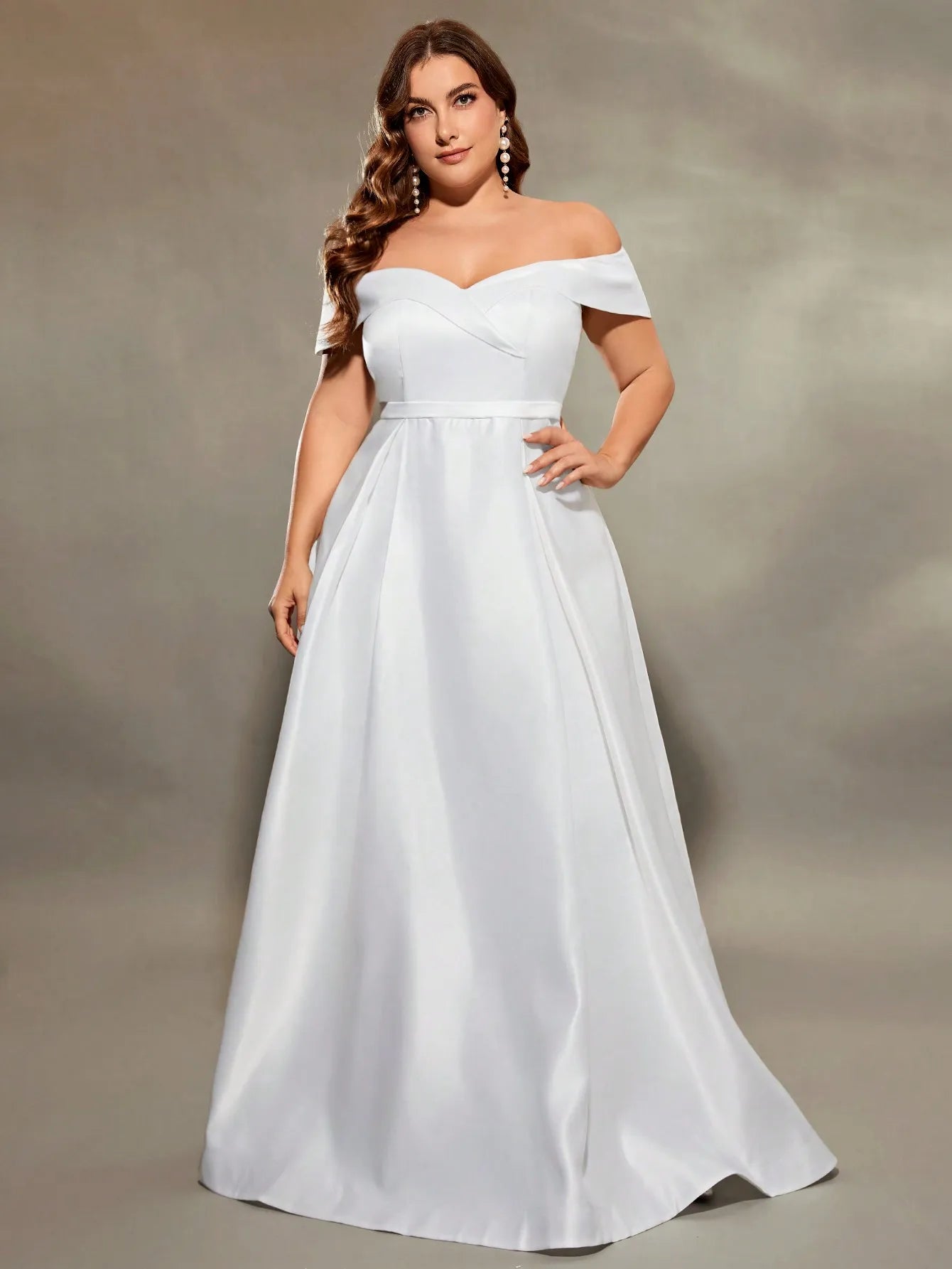 Mgiacy plus size Line neck irregular cross satin wedding gown full skirt Evening gown ball dress Party dress Bridesmaid dress