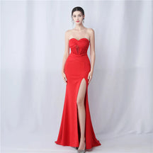 YIDINGZS-vestido maxi sem alças feminino, vestido de festa sexy, vestido longo de baile, 31577