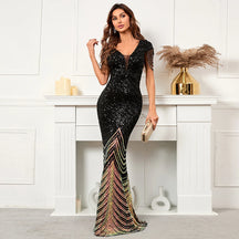 YIDINGZS-vestido de noite verde com decote em V profundo para mulheres, vestido maxi de festa sexy, vestido longo de baile