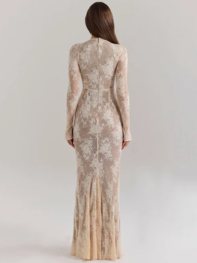 Vestido Branco Longo Renda Encantada Elegance Lace
