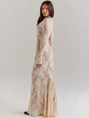 Vestido Branco Longo Renda Encantada Elegance Lace