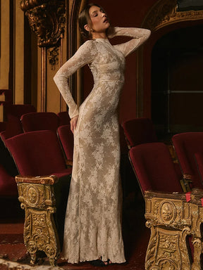 Vestido Branco Longo Renda Encantada Elegance Lace