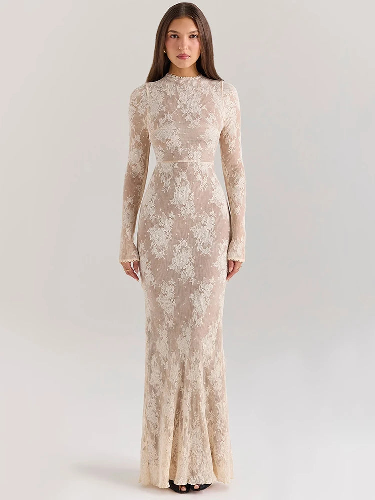 Vestido Branco Longo Renda Encantada Elegance Lace