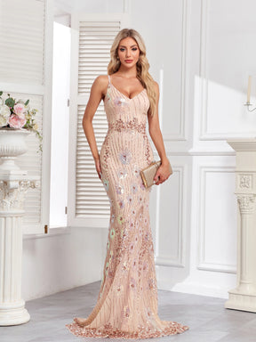 Vestido Champagne Longo Sereia de Cristal