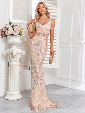 Vestido Champagne Longo Sereia de Cristal