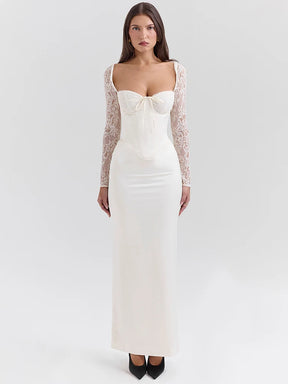 Vestido Longo Branco com Renda Fenda