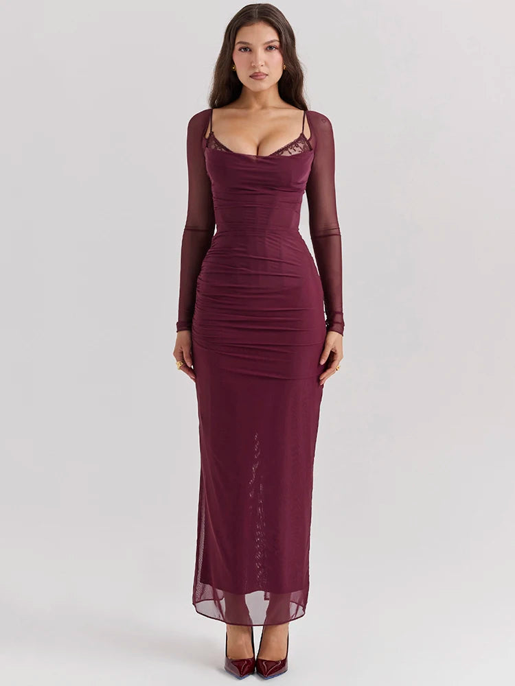 Vestido Longo Encanto Vinho