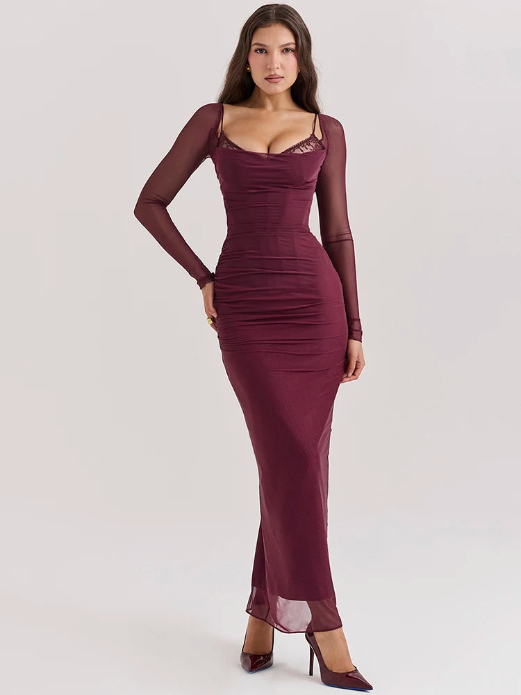 Vestido Longo Encanto Vinho