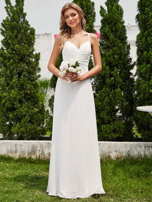 Vestido Longo Gislene Decote em V Flowy Plissado