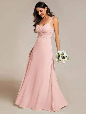Vestido Longo Gislene Decote em V Flowy Plissado