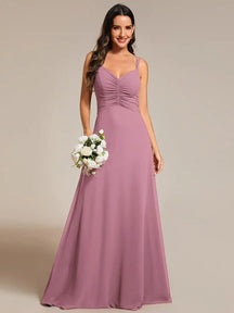 Vestido Longo Gislene Decote em V Flowy Plissado
