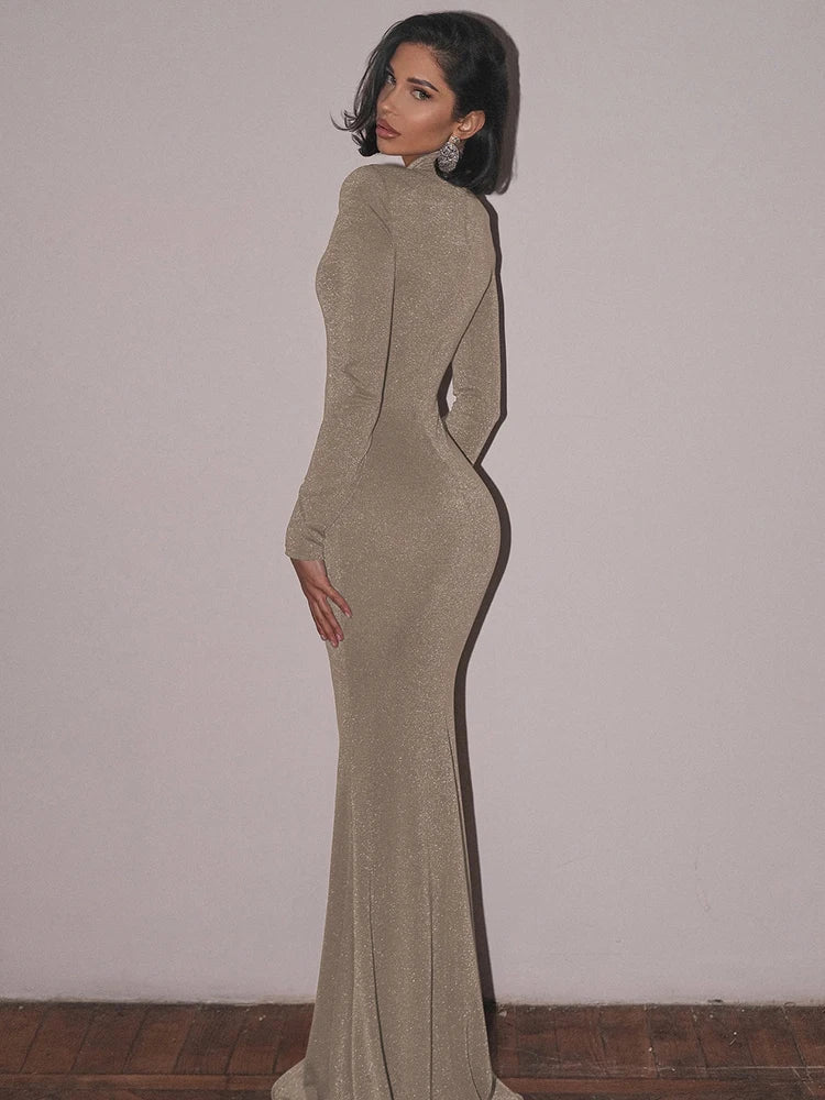 Vestido Longo Gola Alta Mistério Urbano