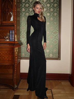 Vestido Longo Gola Alta Mistério Urbano