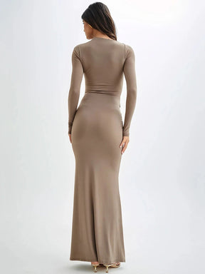 Vestido Longo Gola Diagonal Elegance Inverno