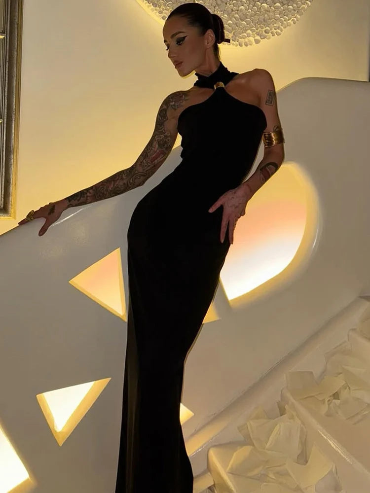 Vestido Longo Midnight Aura Gola Alta