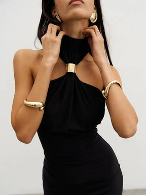 Vestido Longo Midnight Aura Gola Alta