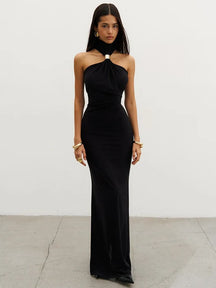 Vestido Longo Midnight Aura Gola Alta