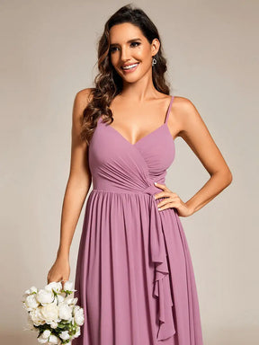 Vestido Longo Plissado Folha de Lótus Até o Chão