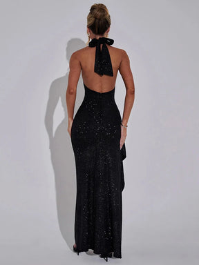 Vestido Preto Longo Brilho Fatal