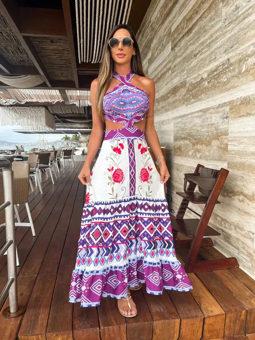 Vestido Roxo Longo Florescer
