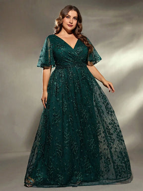 Vestido Verde Escuro Longo Plus Size Renda Bordada