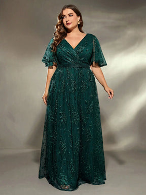 Vestido Verde Escuro Longo Plus Size Renda Bordada