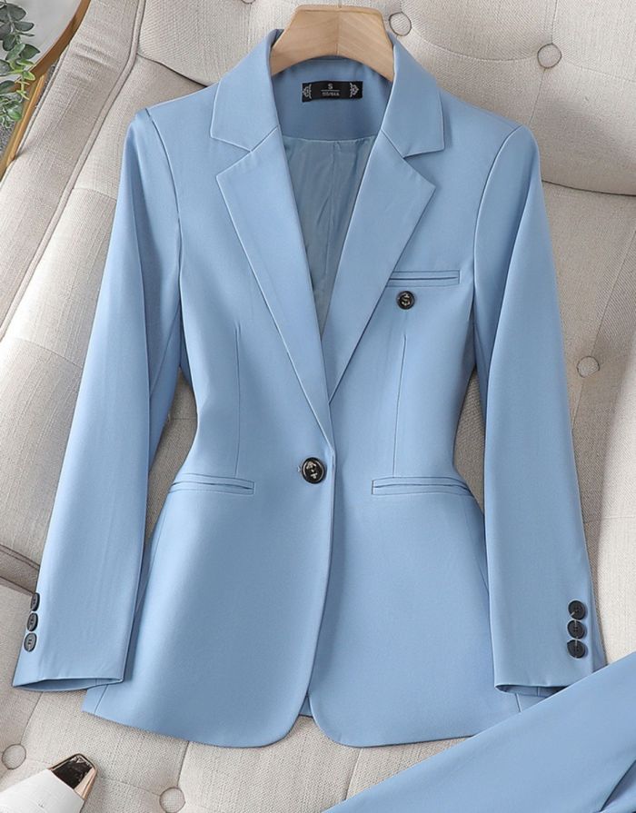 Blazer Azul Feminino Botão Único 8512