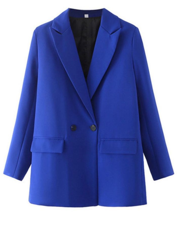 Blazer Azul Marinho Feminino Trespassado Duplo