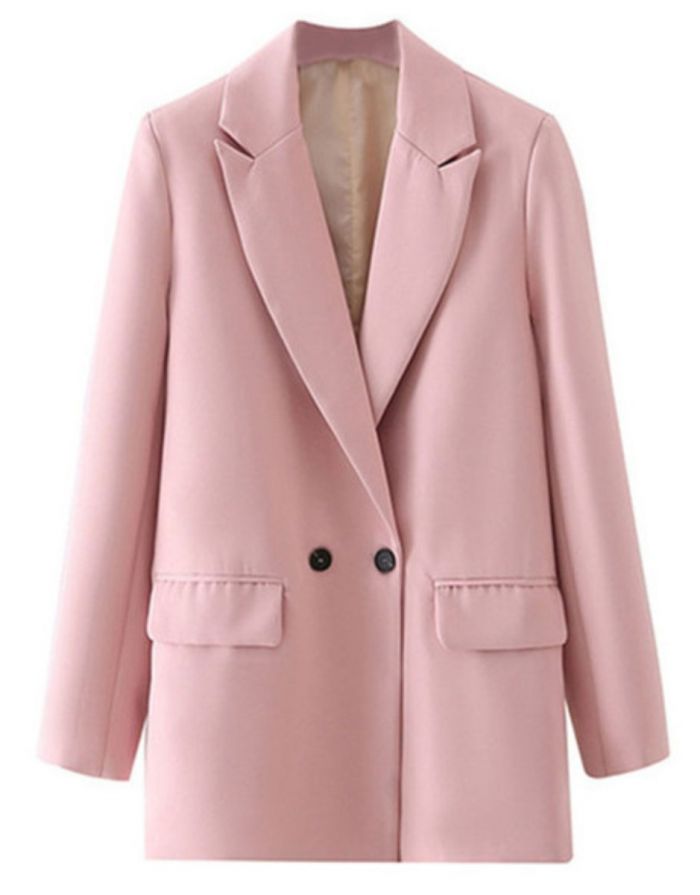 Blazer Rosa Feminino Trespassado Duplo