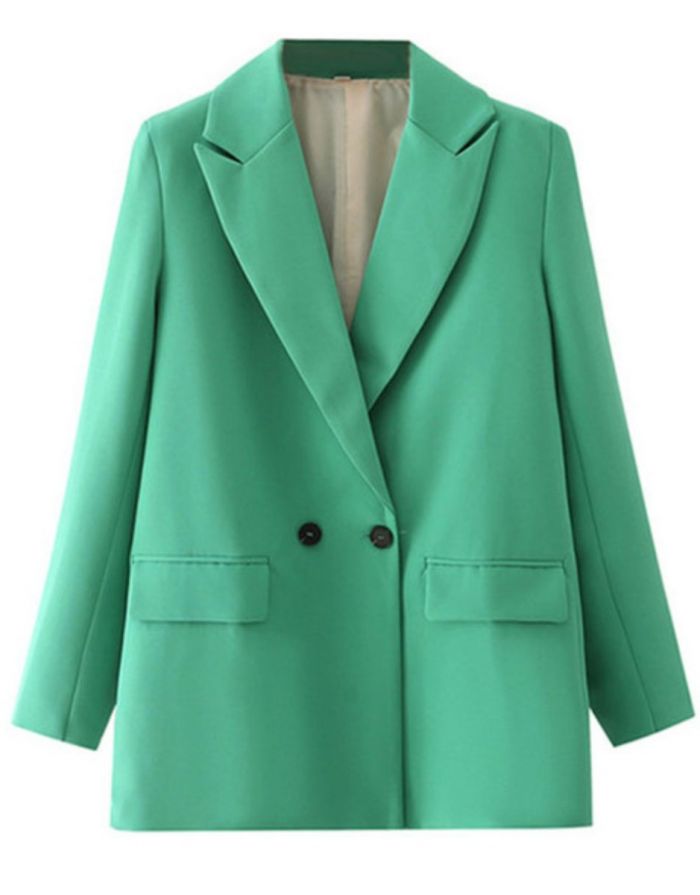 Blazer Verde Feminino Trespassado Duplo