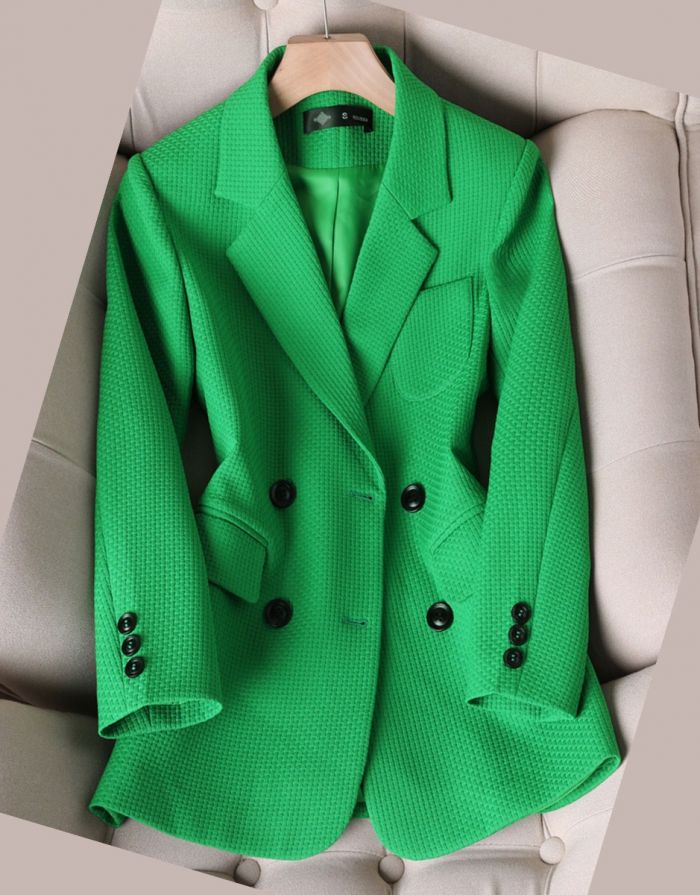 Blazer Verde Feminino Xadrez Manga Longa