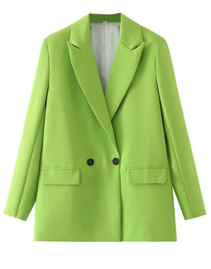 Blazer Verde Lima Feminino Trespassado Duplo