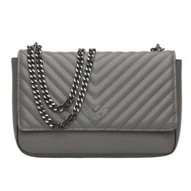 Bolsa Feminina Cinza Treliça Diamante