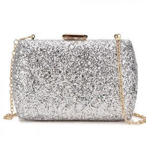 Bolsa Feminina Clutch Prata Luxuosa com Lantejoulas