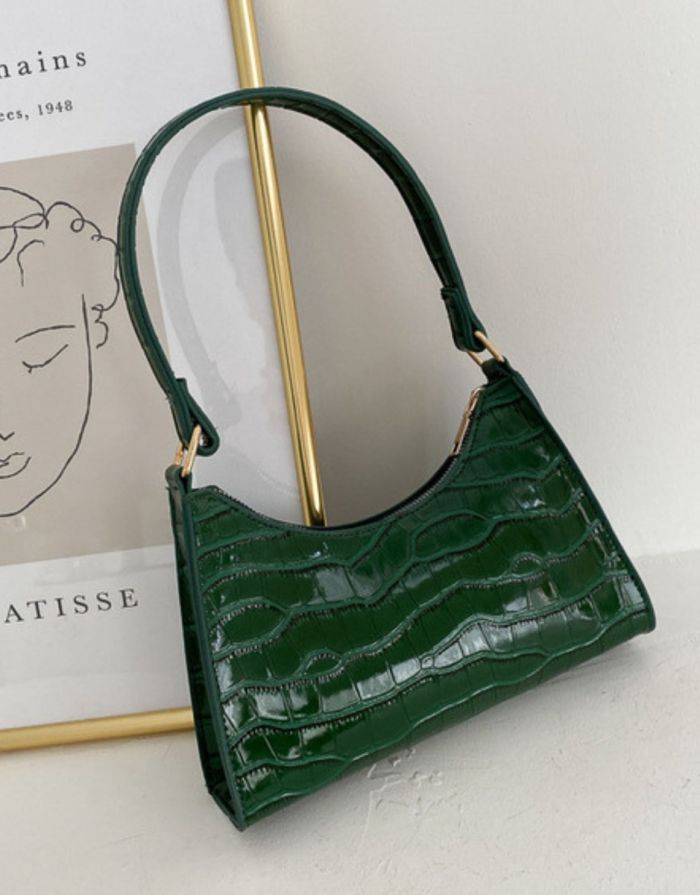 Bolsa Feminina Verde Croco Retro