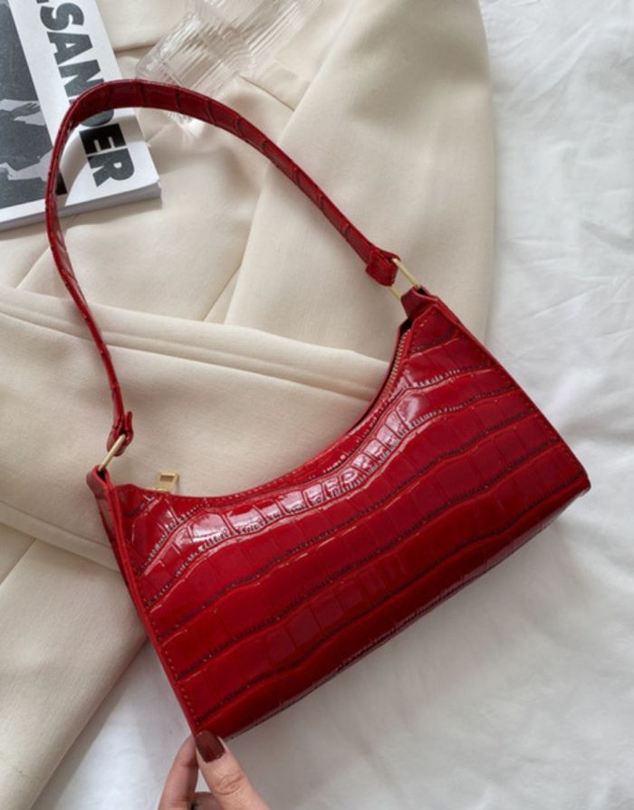 Bolsa Feminina Vermelha Croco Retro