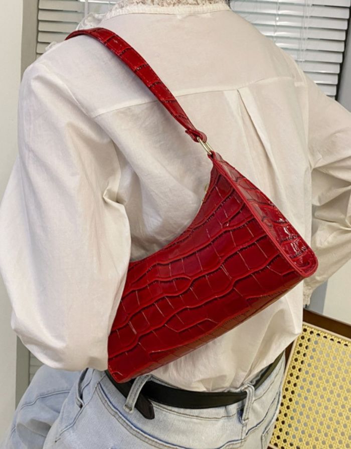 Bolsa Feminina Vermelha Croco Retro