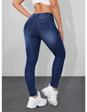 Calça Azul Jeans Feminina Skinny Ajuste Justo