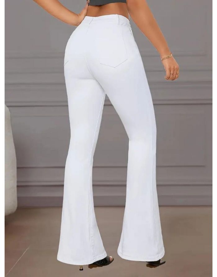 Calça Branca Feminina Flare Casual