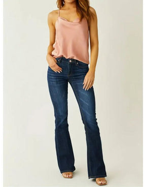 Calça Jeans Azul Marinho Feminina de Cintura Média