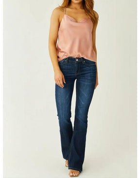 Calça Jeans Azul Marinho Feminina de Cintura Média