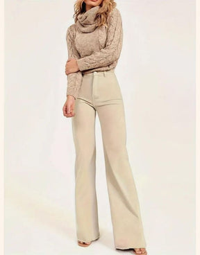 Calça Jeans Nude Feminina Flare de Cintura Alta