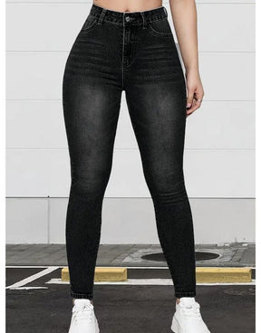 Calça Jeans Preta Feminina Ganga Skinny de Cintura Alta