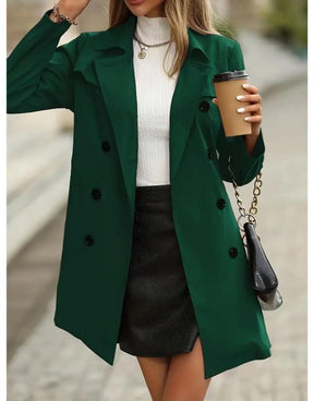 Casaco Verde Feminino Trench Duplo Botões com Cinto