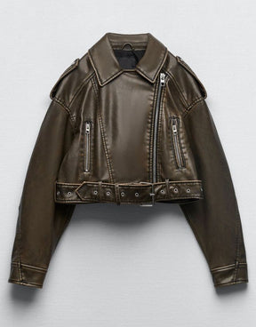 Jaqueta Verde Army Feminina De Couro Perfect Retro